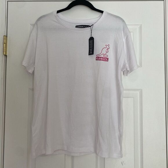 Kangol White T-Shirt With Pink Logo Unisex Size XL NWT - Picture 1 of 7